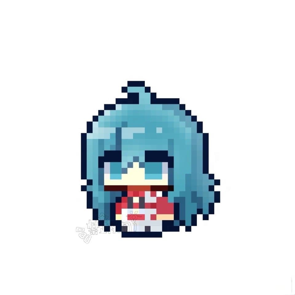 Avatar pixel art berambut biru